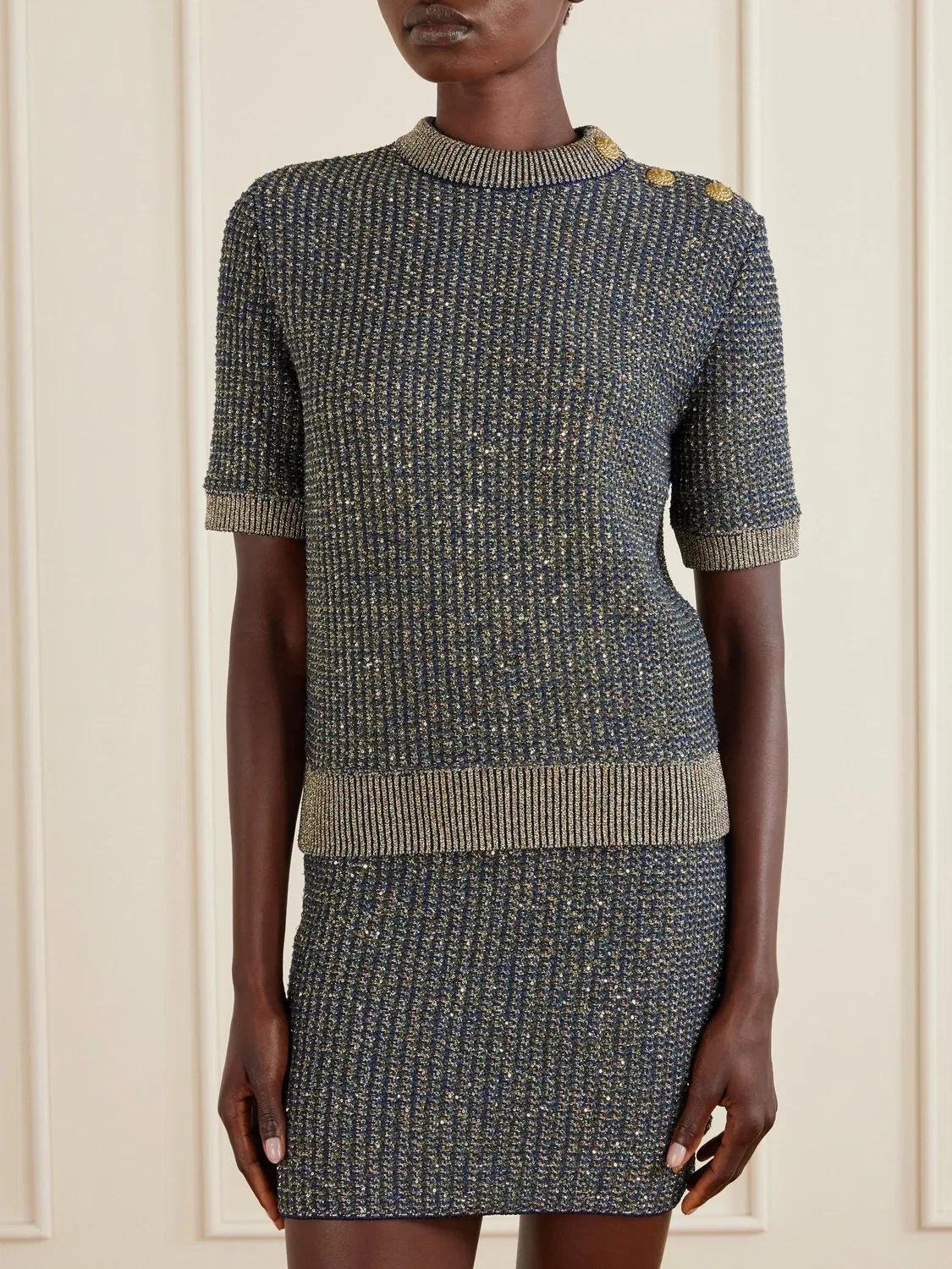 Твидовый свитер с вышивкой BALMAIN, мультицвет — фото 3