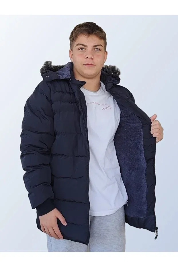 Детское пальто для девочек с капюшоном Besa, Navy Blue — фото 2