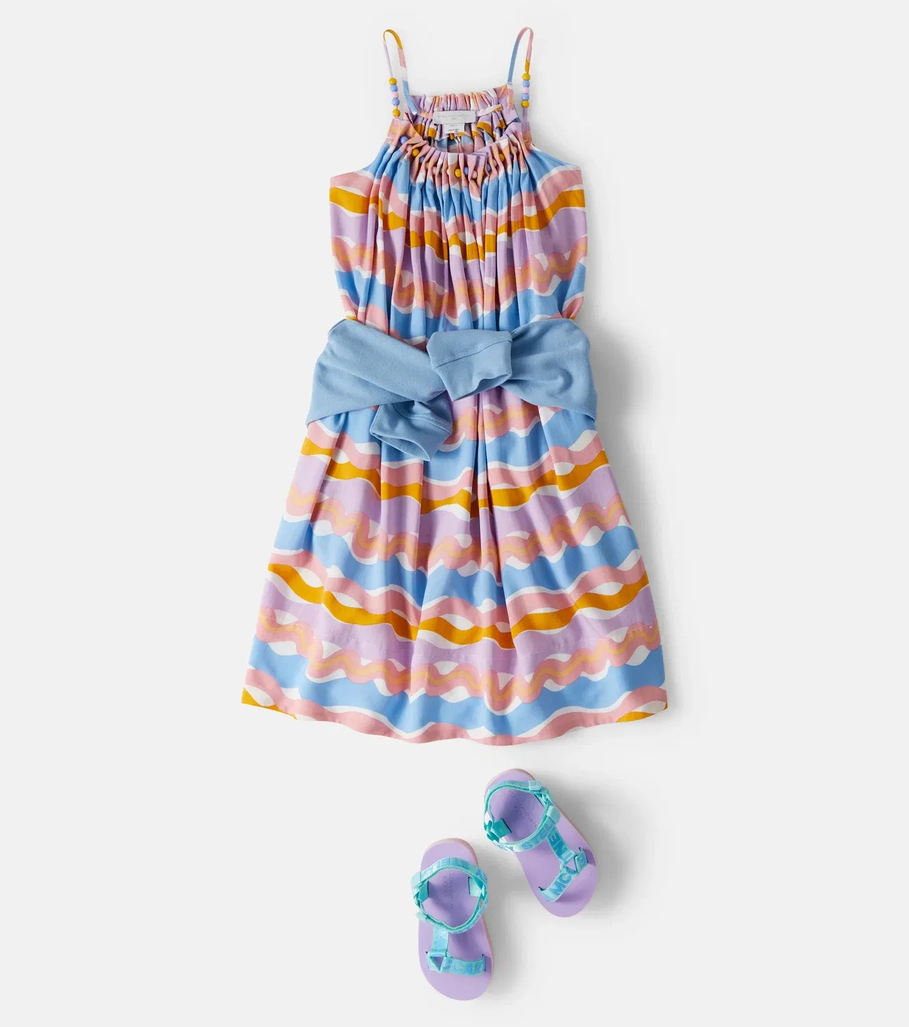 Платье с принтом и бисером Stella Mccartney Kids, мультиколор — фото 2