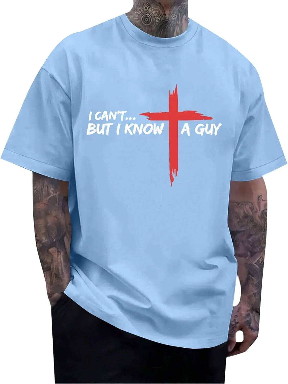 Мужская футболка с крестом Faith Oversized Tee, Light Blue
