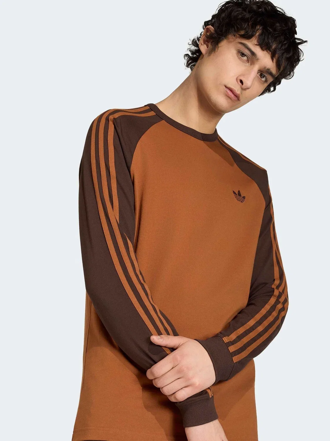 Футболка с длинным рукавом 3-Stripes adidas Originals, коричневый — фото 4