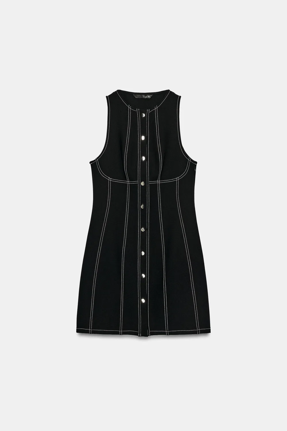 Мини-платье с контрастной отшвой ZARA, Black — фото 2