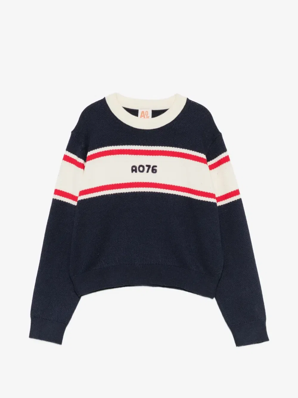 Полосатый свитер с вышитым логотипом American Outfitters Kids, синий