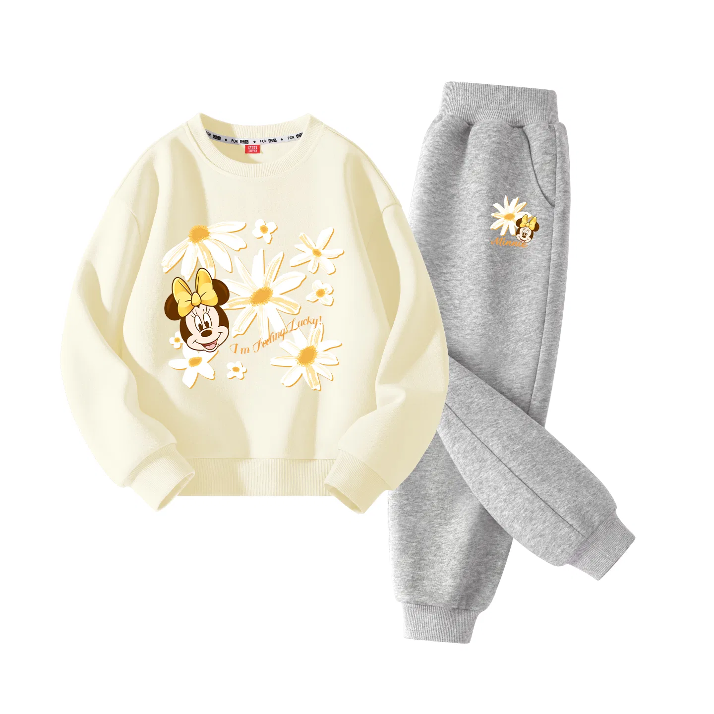 Детский спортивный костюм с принтом Disney, Цвет Di Fan Sheng Flower Pastry Yellow+Di Fan Sheng Flower K Gray