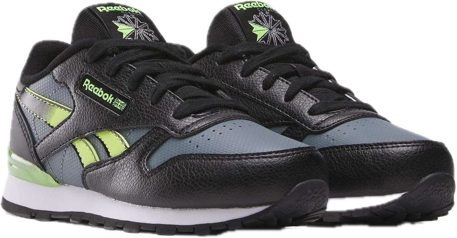 Детские кроссовки для мальчиков Classic Leather Step N' Flash Reebok, Black/Grey/Digital Lime — фото 3