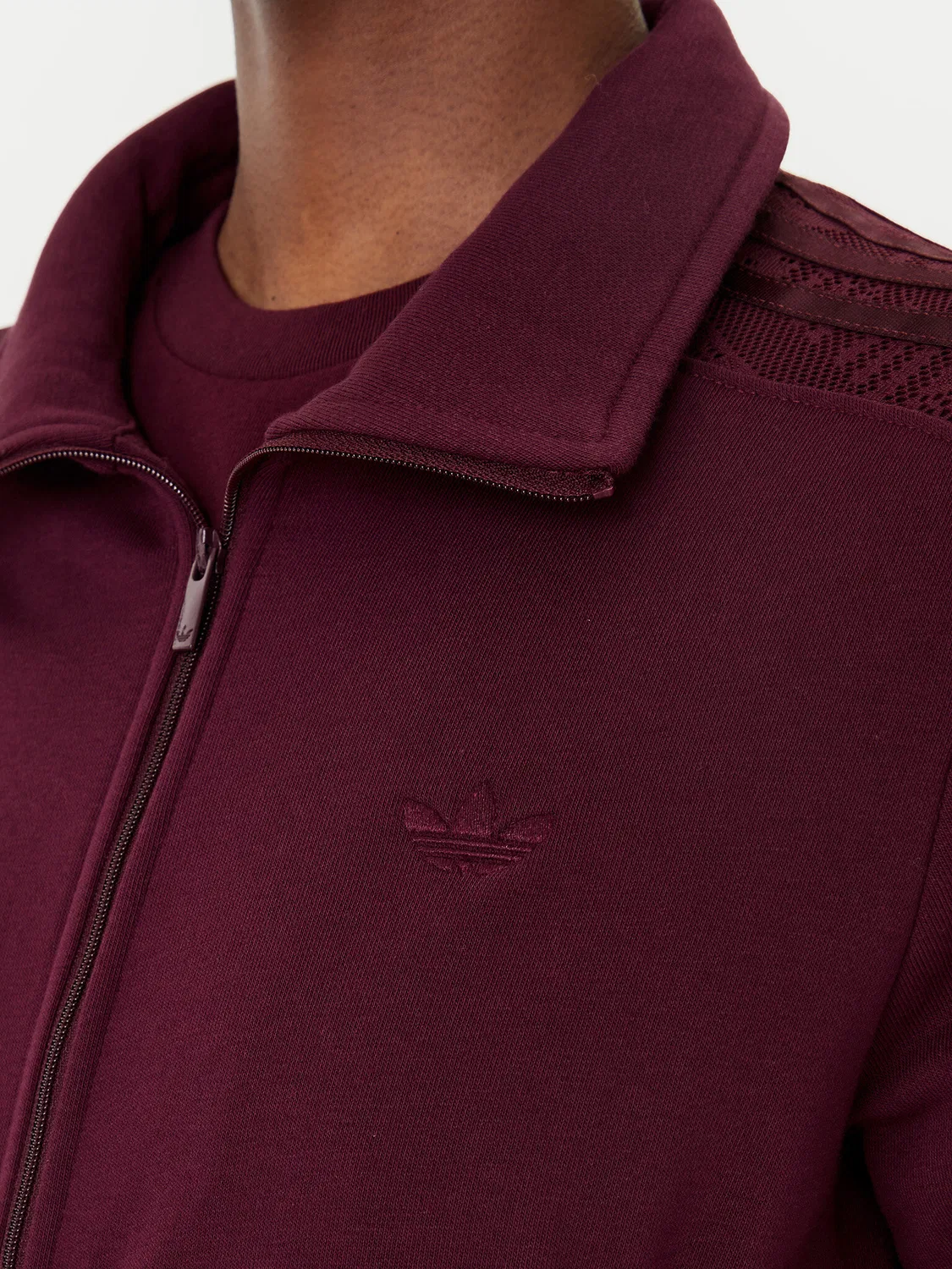 Женская толстовка приталенного кроя Firebird Lace Adidas, темно-красный — фото 4