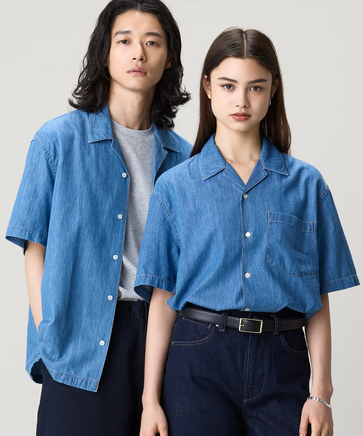 Мужская рубашка из денима с открытым воротником Oversize LACOSTE, Light Blue — фото 4