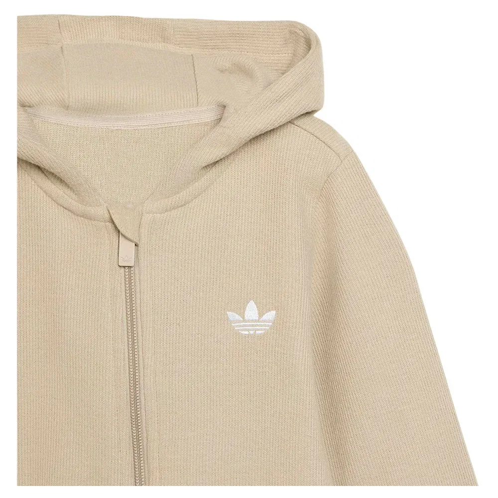Детский утепленный комбинезон с капюшоном Adidas Originals Regular Hooded Winterized Rib Onesie, Beige — фото 3