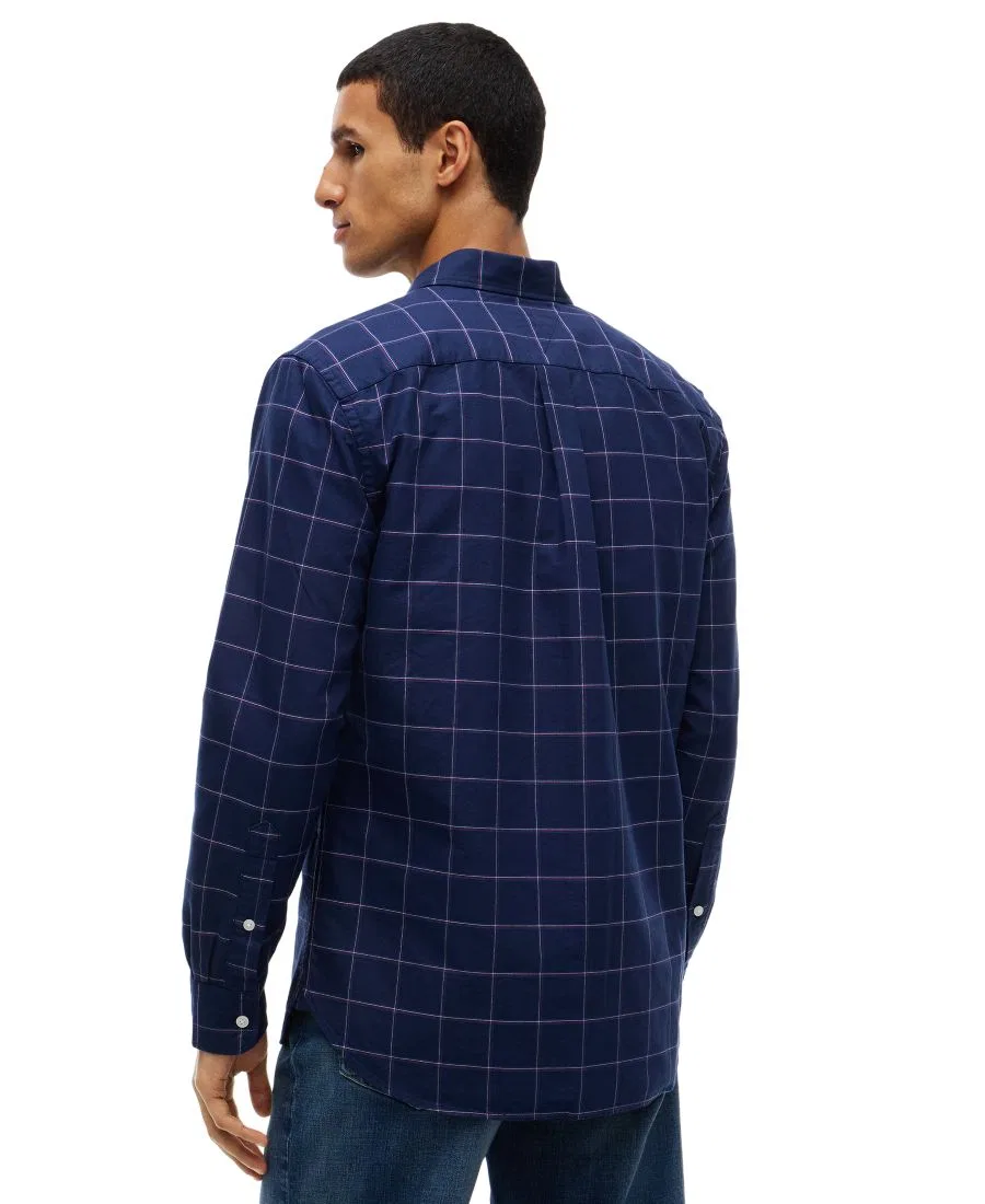 Мужская рубашка с оксфордским плетением и принтом в клетку, модель Heritage Tommy Hilfiger, Carbon Navy/Check — фото 4