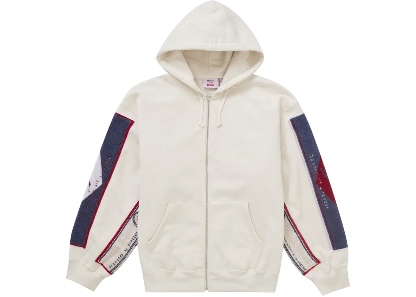 Мужской свитшот на молнии с аппликацией Supreme Martine Rose Towel Zip Up Hooded Sweatshirt, White — фото 2