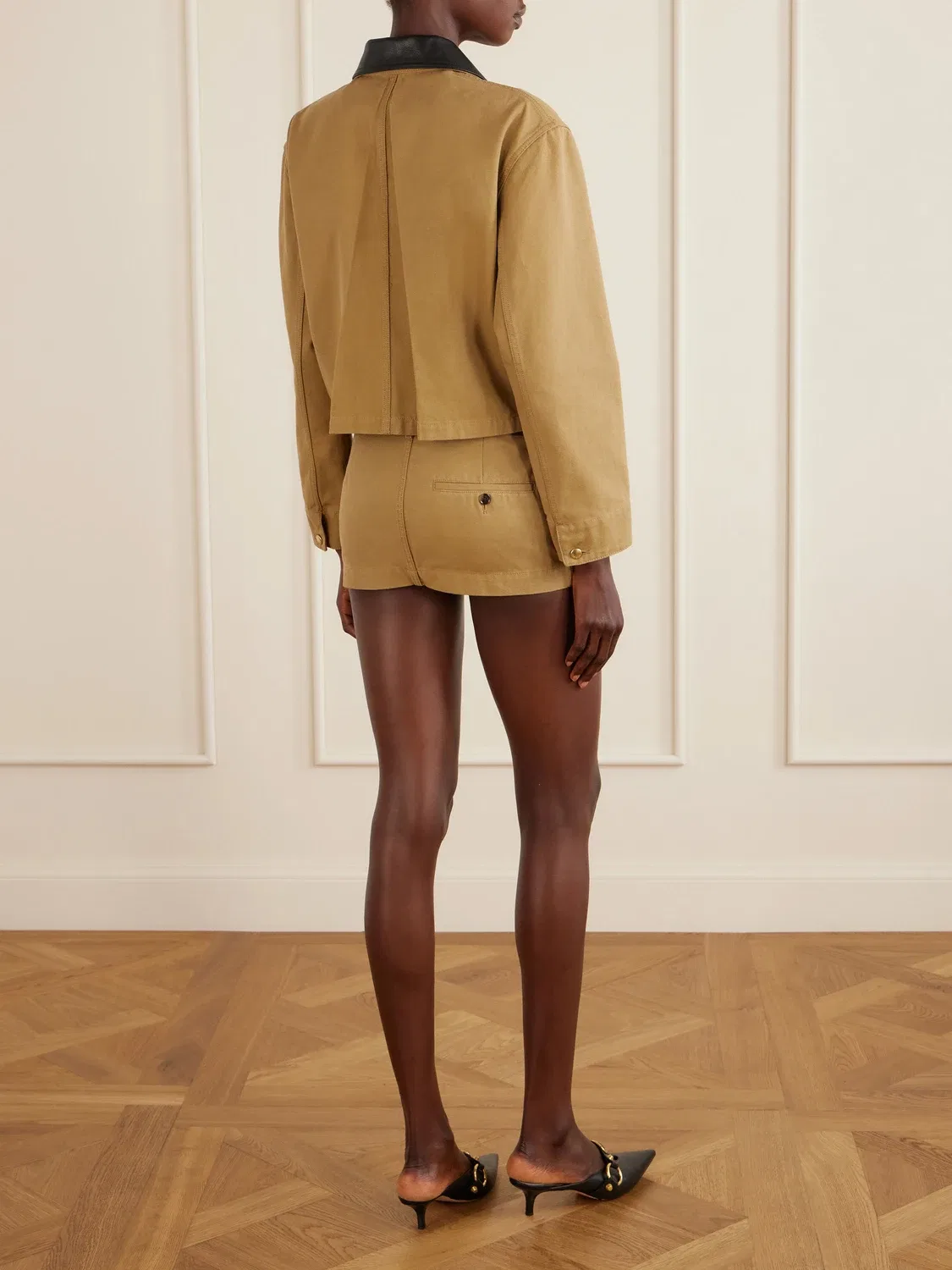 Хлопковая джинсовая мини-юбка карго BALENCIAGA, бежевый — фото 3