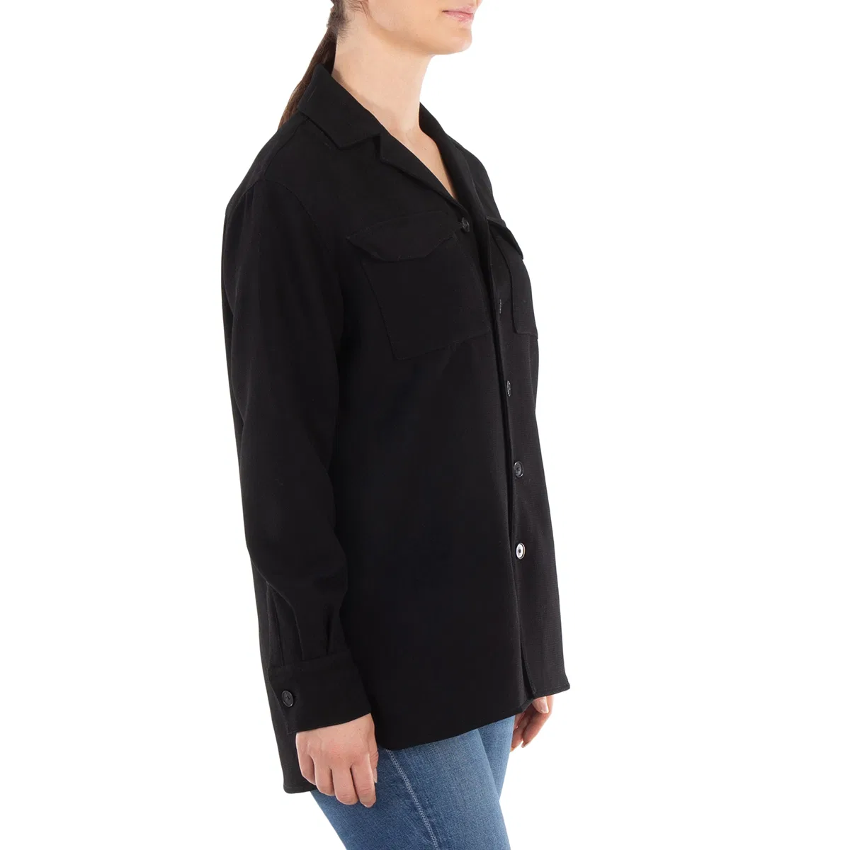 Блейзер женский шерстяной с длинным рукавом Long Sleeve Wool Blazer Polo Ralph Lauren, Black — фото 2