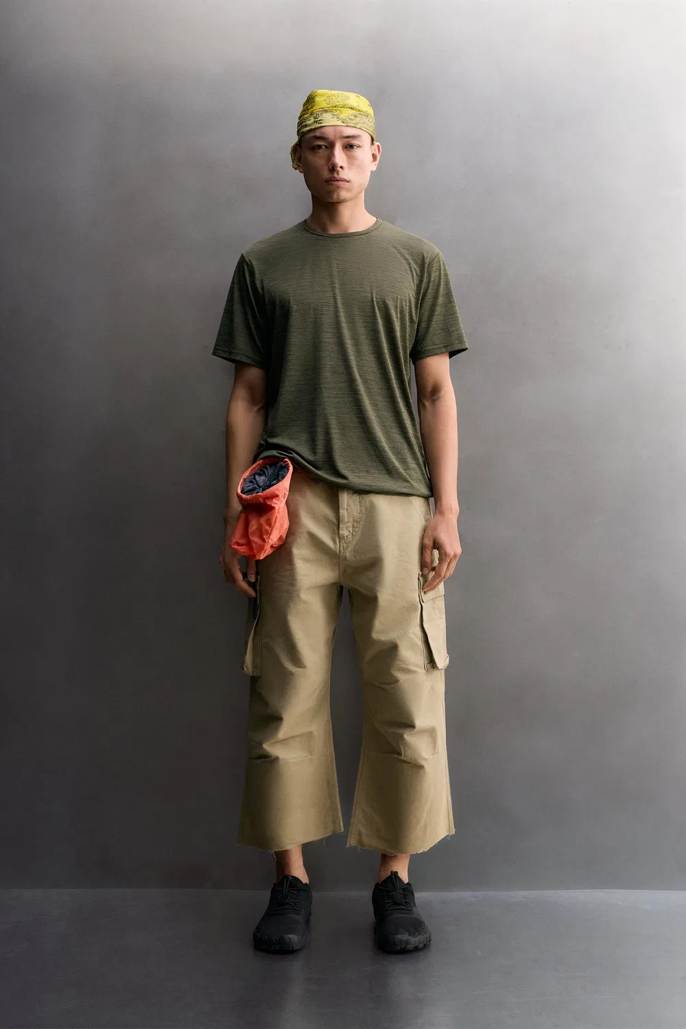 Техническая полосатая жаккардовая футболка ZARA, Mid-green