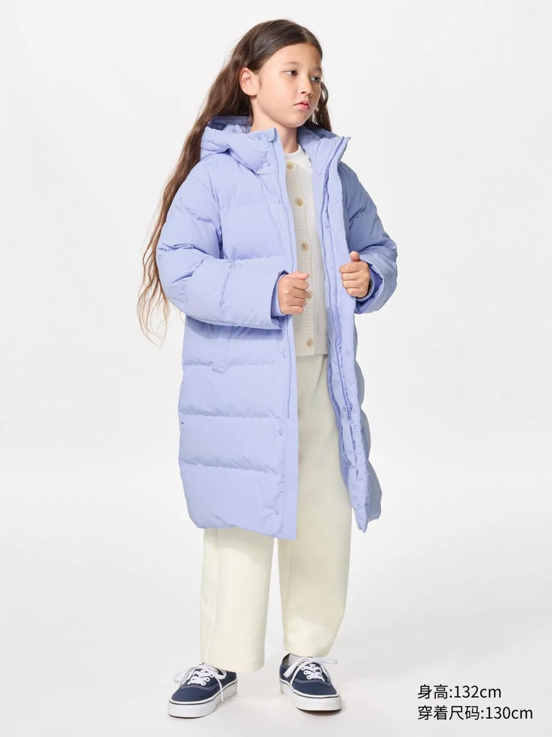 Детская теплая куртка-пуховик Uniqlo, светло-сиреневый — фото 3