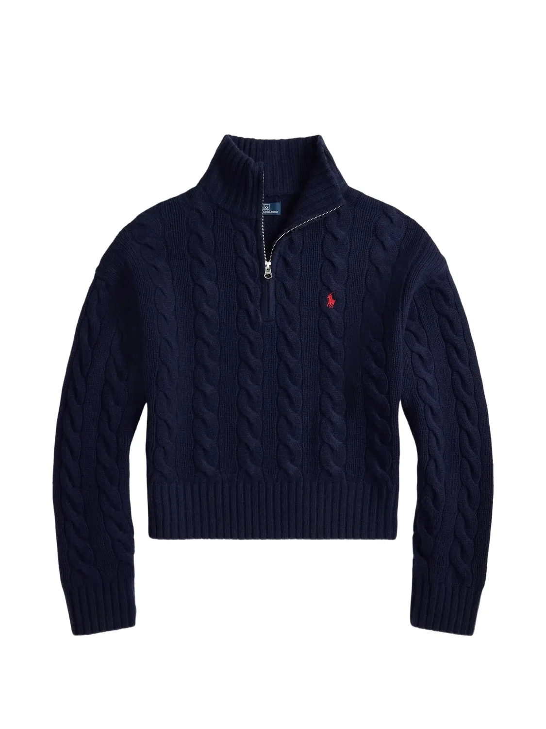 Синий джемпер с косичкой Polo Ralph Lauren, темно-синий