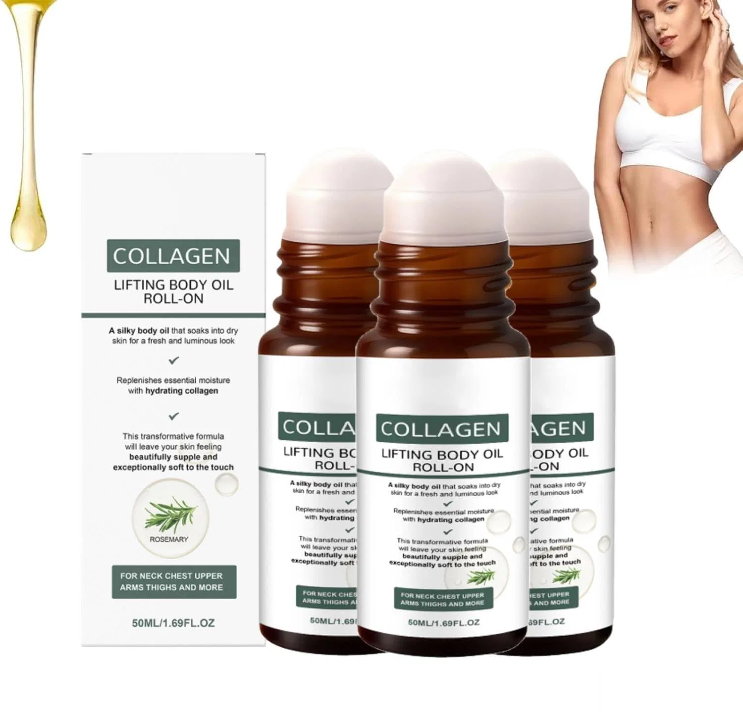 Масло для тела с коллагеном и витамином C, Generic, 100 мл, Roller*3