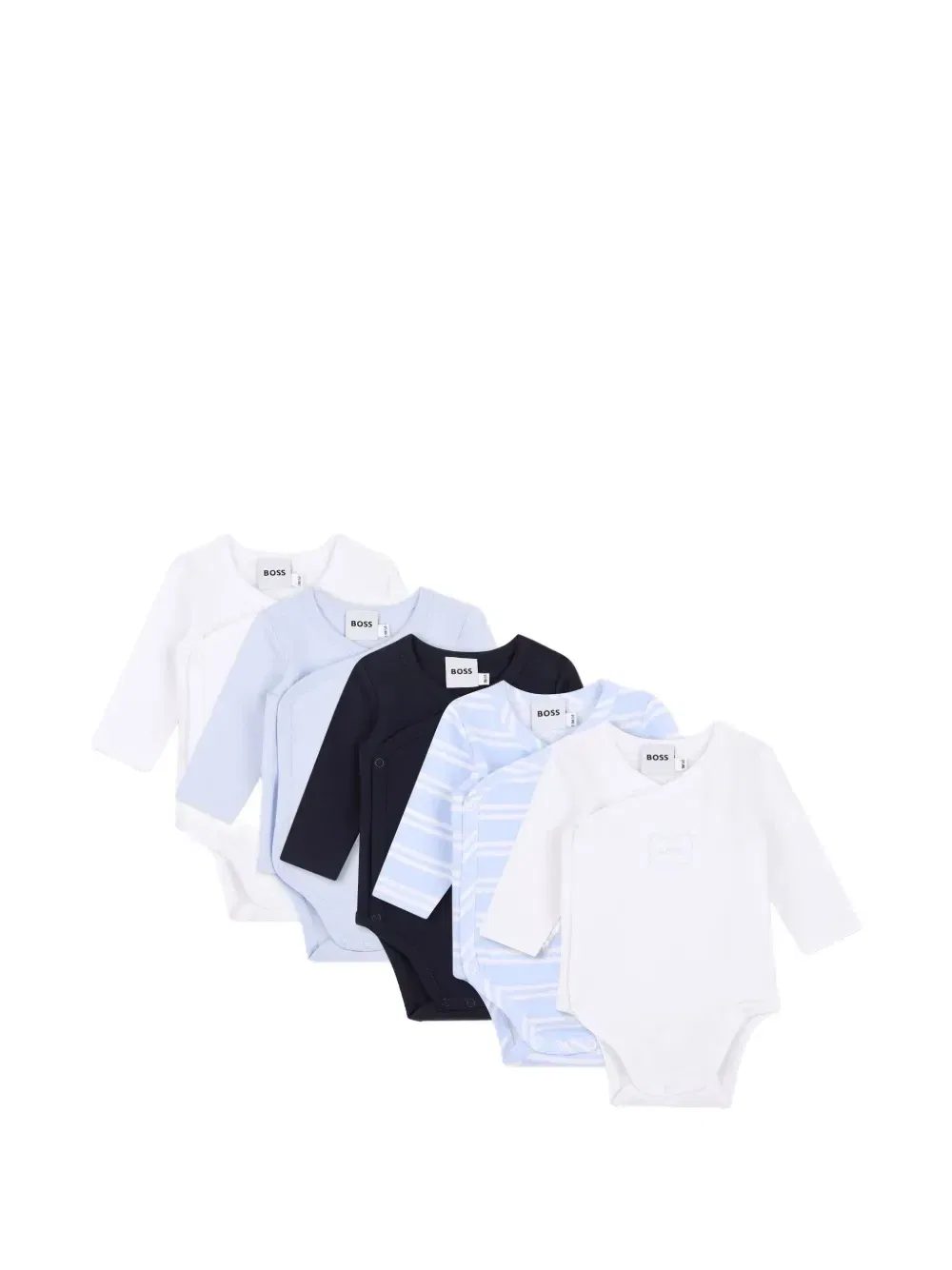 Комплект из пяти боди с логотипом Boss Kidswear, синий