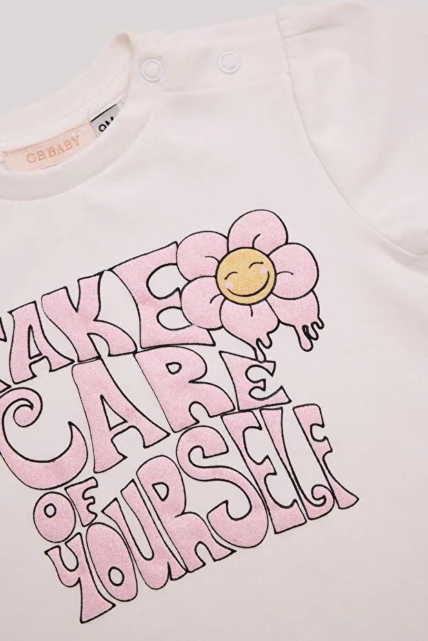 Детская футболка для девочек с принтом Gb Baby, White — фото 3