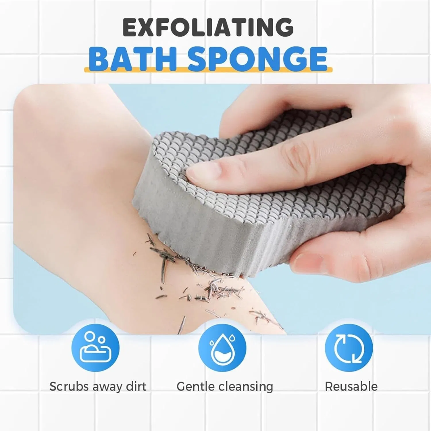 Мочалка для тела Magic Exfoliating Bath Sponge, Generisch, Белая, 7x13 см — фото 4