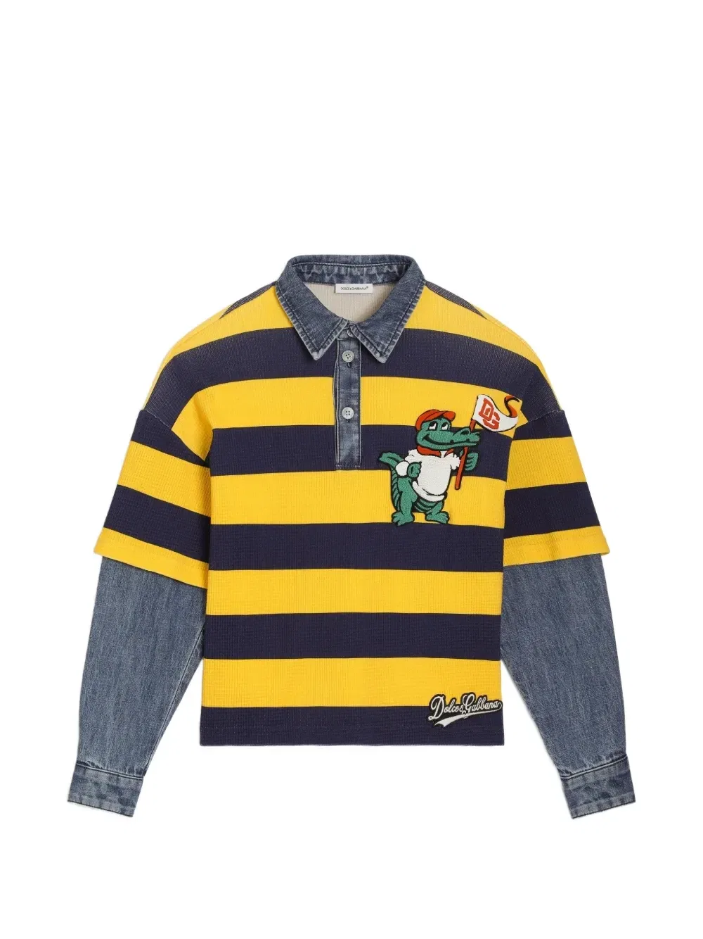 Полосатая рубашка поло с нашивкой Dolce & Gabbana Kids, синий
