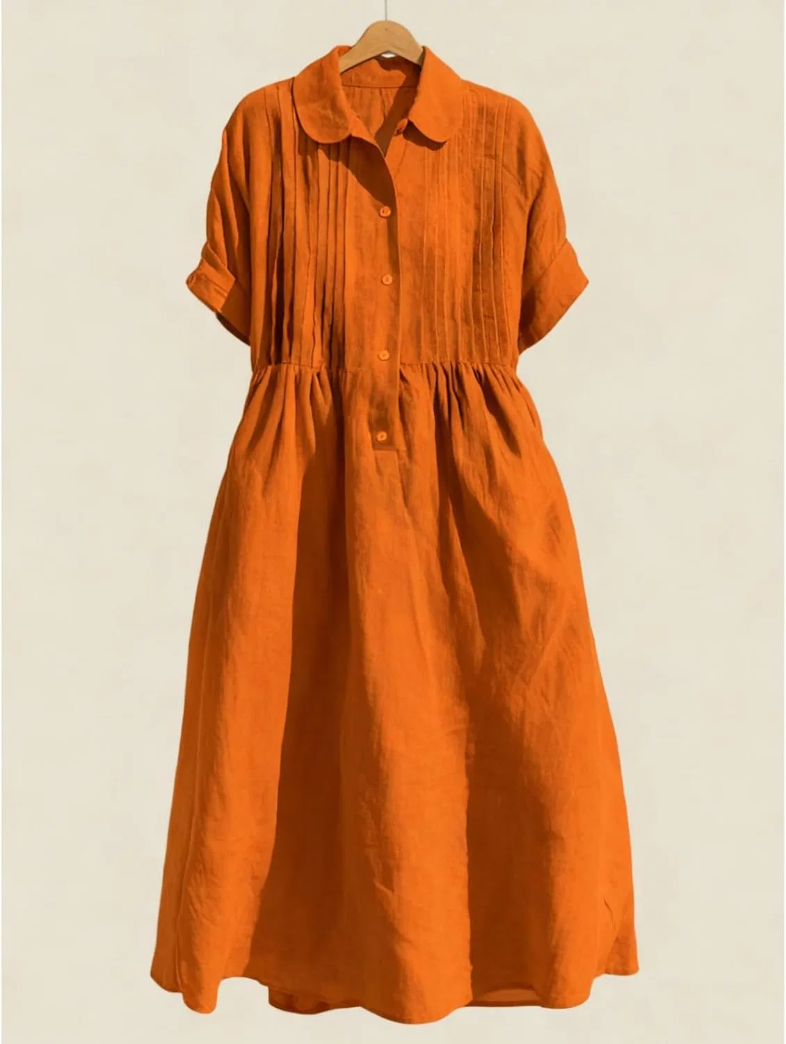 Женское платье-рубашка с отложным воротником Casual Summer, Yellow — фото 3