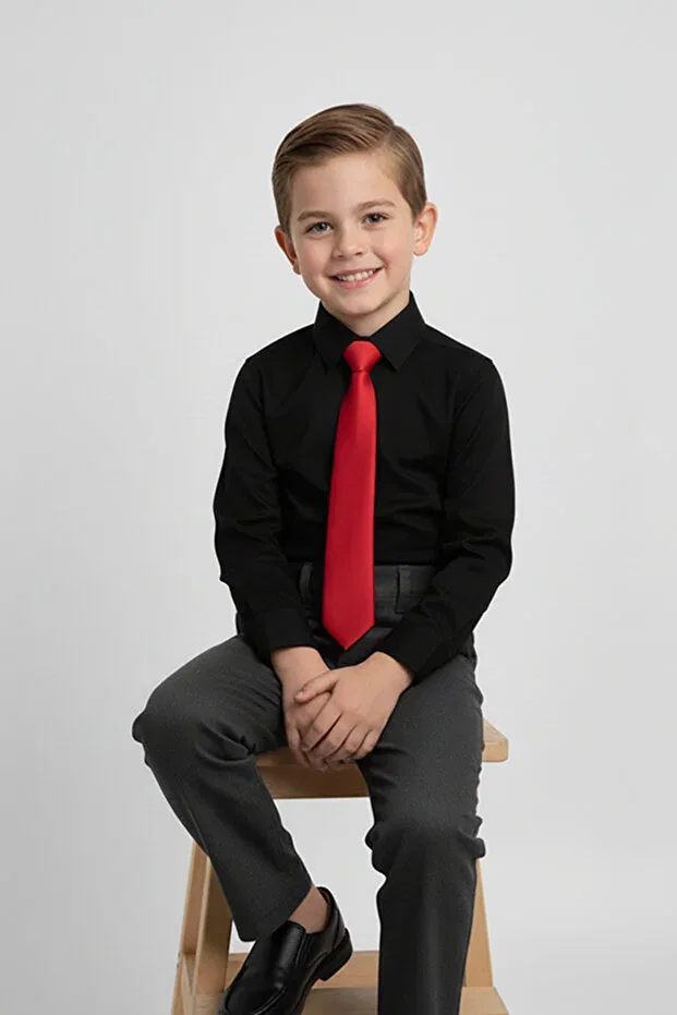 Детская рубашка с длинным рукавом комплект с галстуком Merdia Kids, Red — фото 3