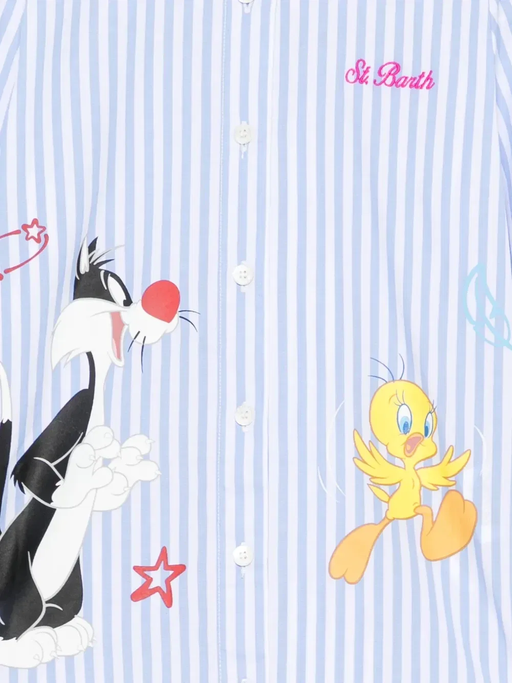 Рубашка в полоску с графическим принтом Looney Tunes Mc2 Saint Barth Kids, синий — фото 3