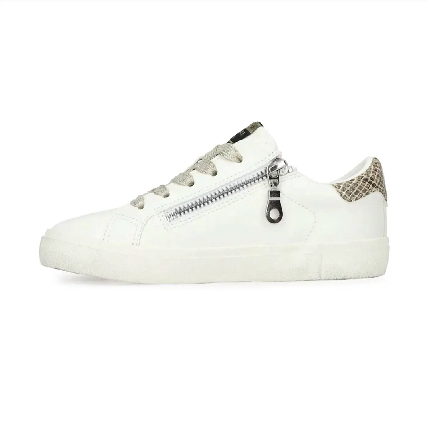Детские кроссовки без шнуровки с принтом змеиной кожи Valery Snake Pop Star Sneaker Vintage Havana, White/Black — фото 3