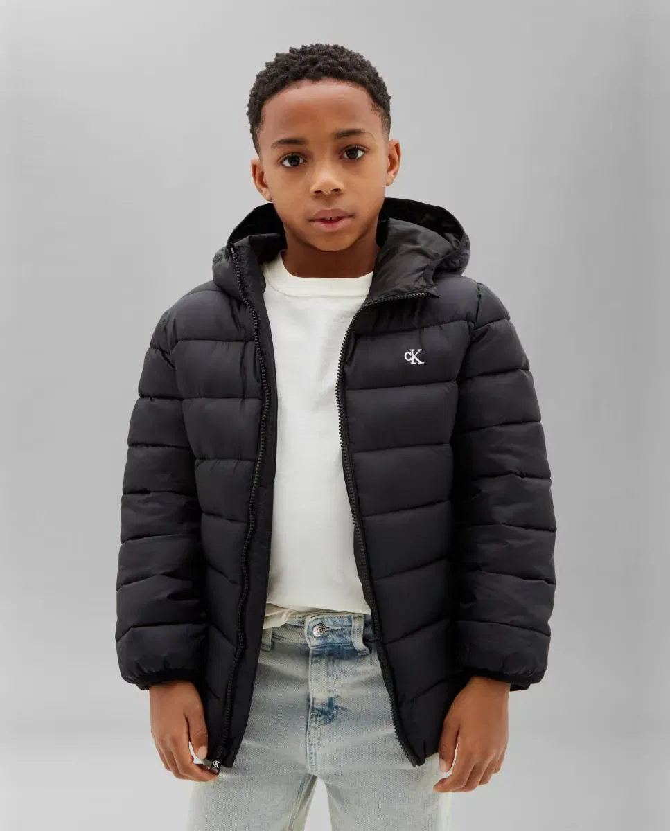 Детское утепленное пальто для мальчиков с капюшоном Calvin Klein, Черный