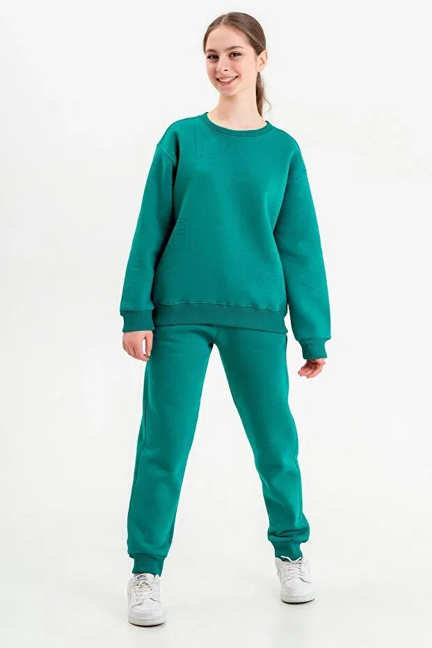 Детский спортивный костюм из футера с принтом Basics Black One, Benetton Green