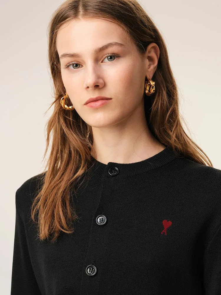 Кардиган женский с контрастным сердечком Ami de Coeur AMI PARIS, Black — фото 3
