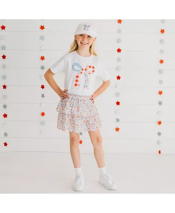 Детская юбка-шорты с принтом Patriotic Floral Skort Sweet Wink, мультиколор — фото 2