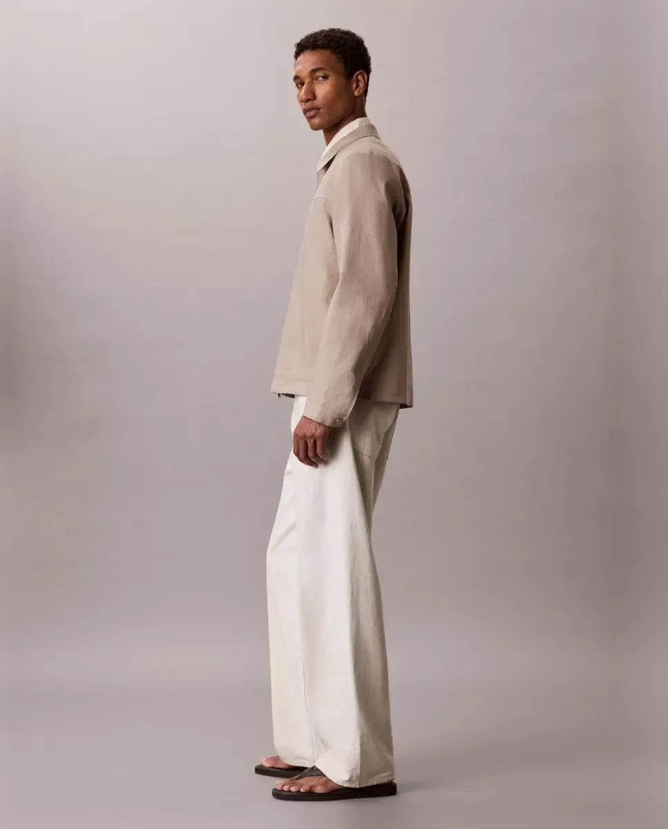 Мужская рубашка-оверсайз из льна и лиоцелла Calvin Klein, Beige — фото 4