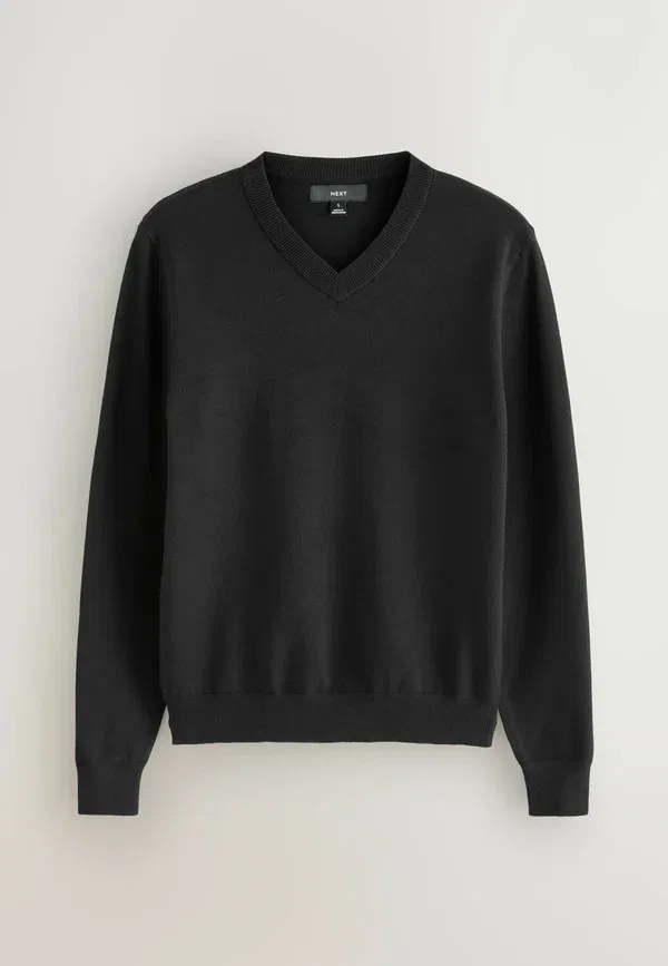 Джемпер с V-образным вырезом Tall fit jumper Next, черный — фото 2