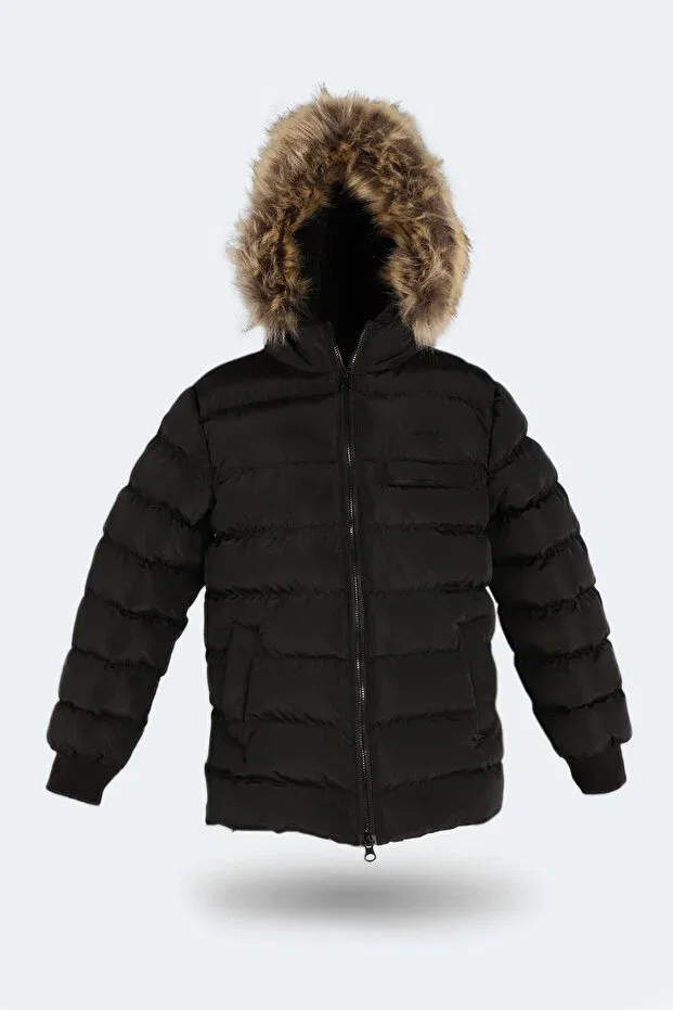 Детское пальто для девочек пуховое с капюшоном Calisto new children's hooded puffer black Slazenger, Black — фото 3