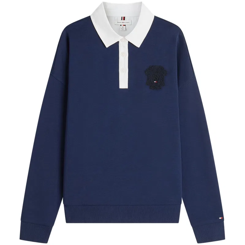 Женская толстовка с отложным воротником Tommy Hilfiger, Gray P9V — фото 3