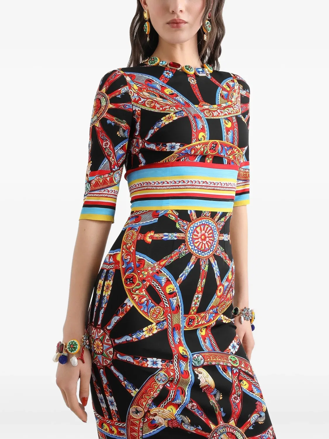 Dolce & Gabbana Платье Carretto-print черный — фото 2