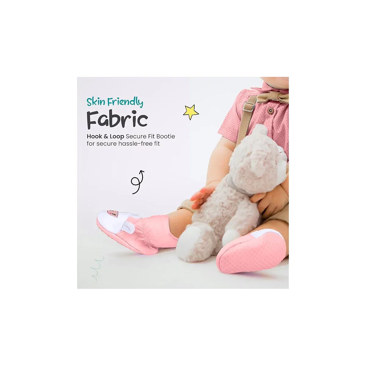 Детские пинетки для мальчиков с нескользящей подошвой Rising Star, Pink Alpaca — фото 4