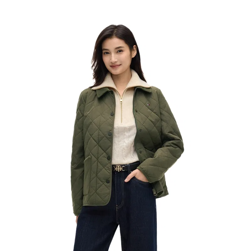 Женский пуховик с лацканами Tommy Hilfiger, Army Green RBN