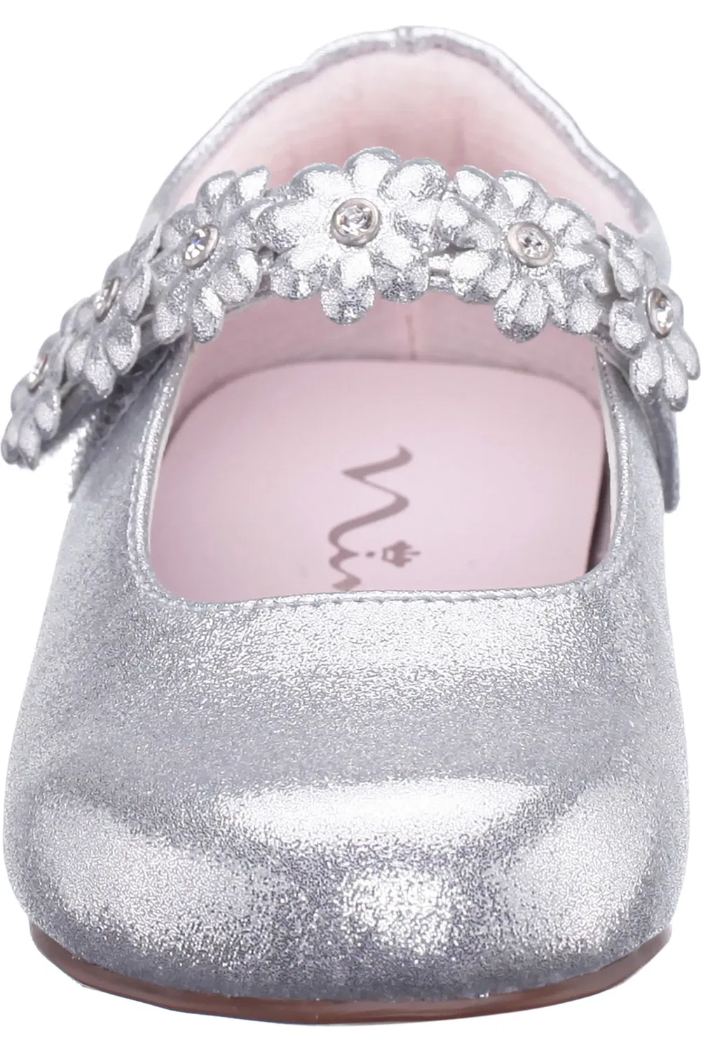 Балетки детские с цветочными аппликациями Tuley Nina, Silver Shimmer — фото 4