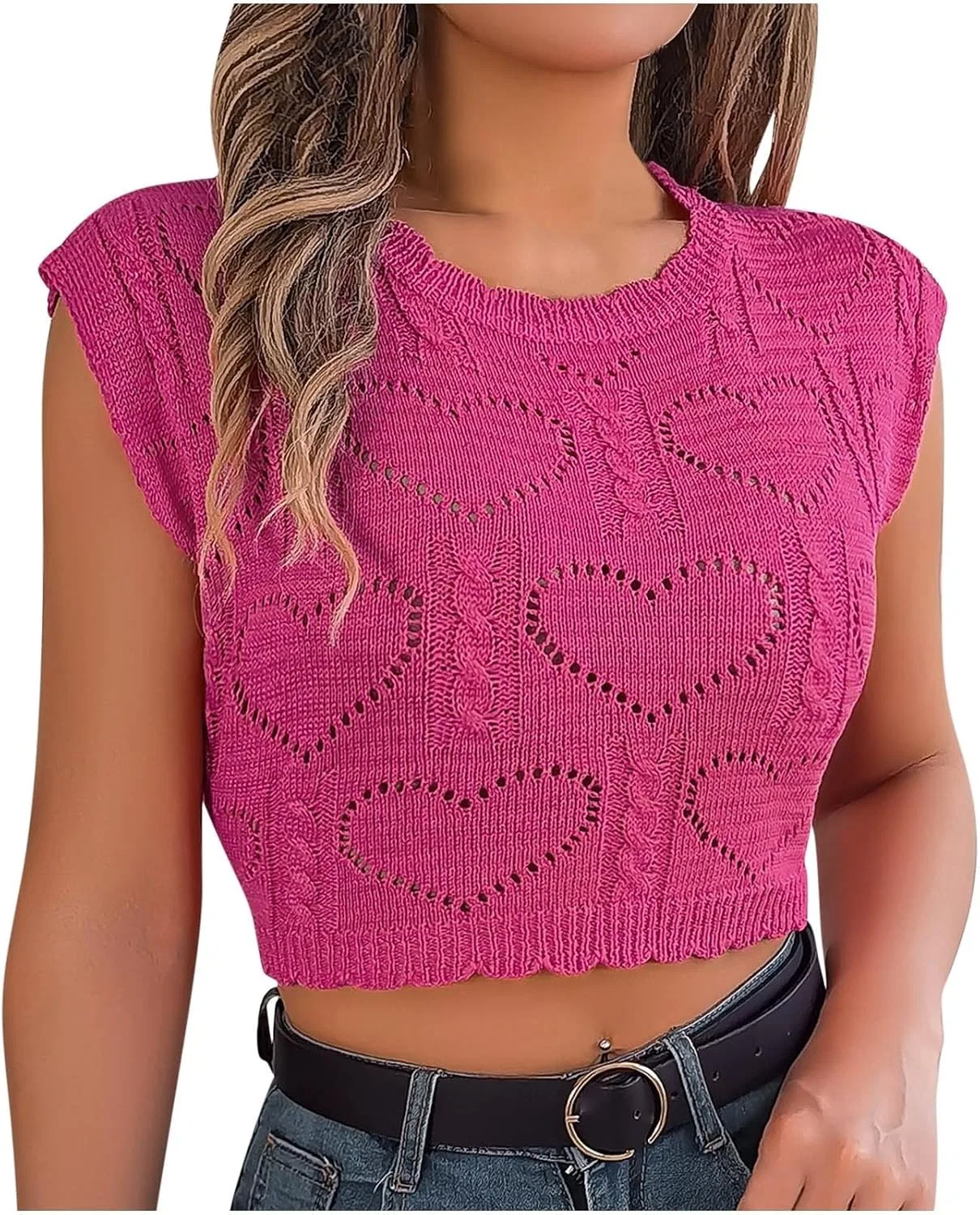 Женская футболка с кап-рукавами свободного кроя, Hot Pink