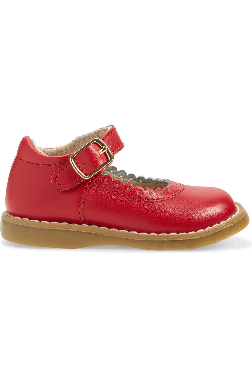 Детские туфли лоферы с регулируемой застежкой Allie Mary Jane Footmates, Apple Red — фото 3