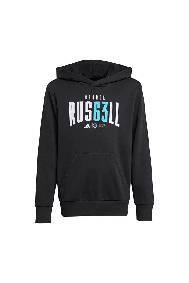 Детское худи для девочек с принтом Mercedes-AMG George Russell & Children's Adidas, Black