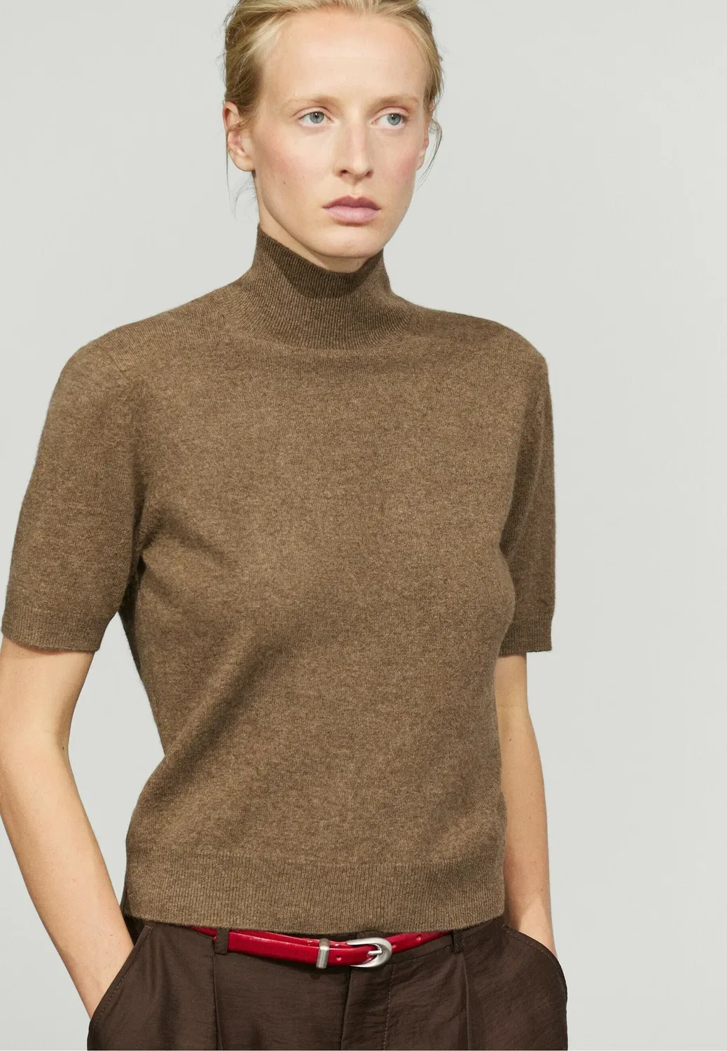 Простая футболка Massimo Dutti, Dark Brown