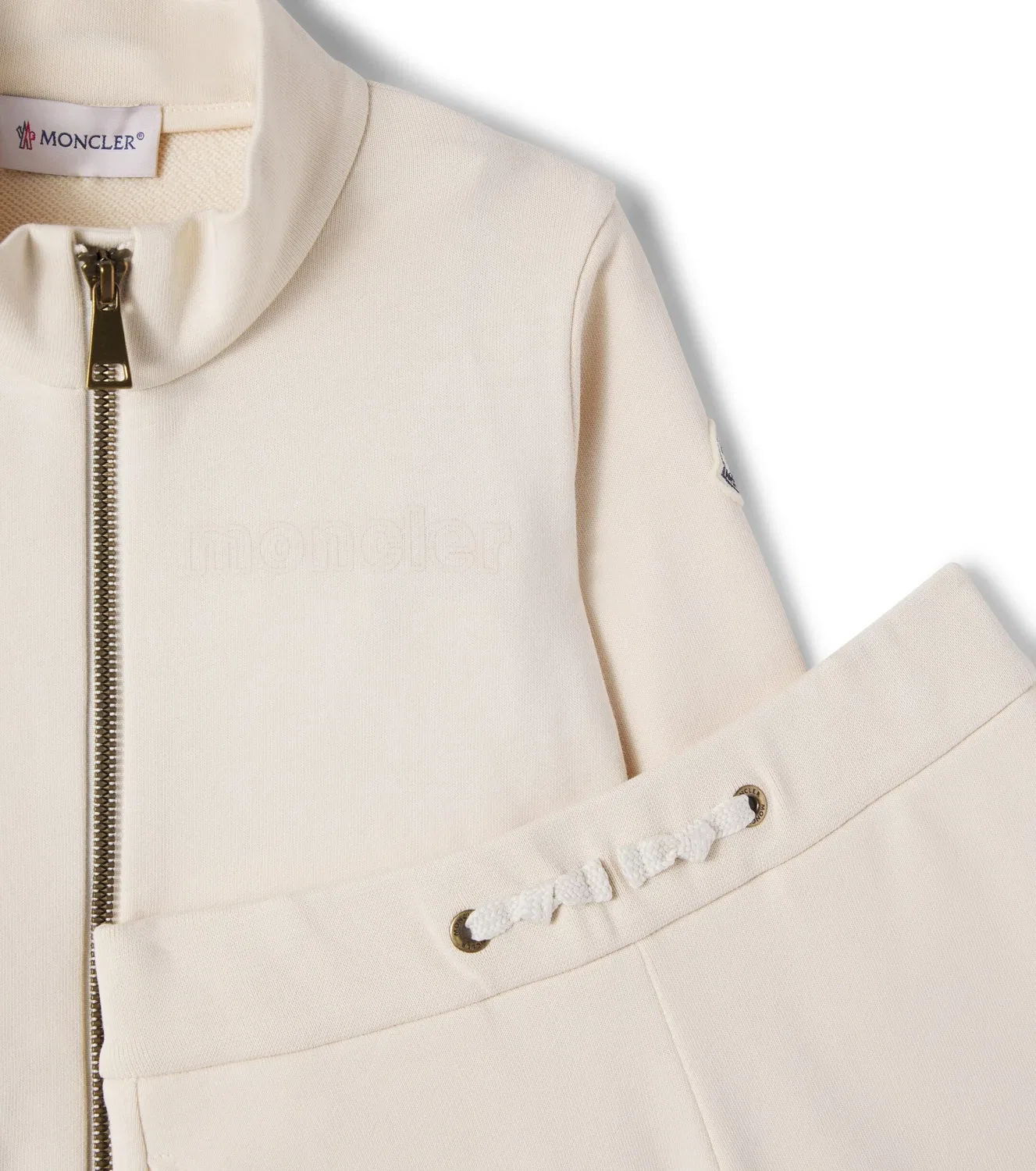 Комплект из двух предметов хлопковый Moncler Enfant, белый — фото 3