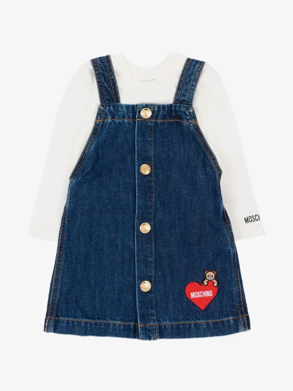 Платье с нашивкой-логотипом Moschino Kids, синий