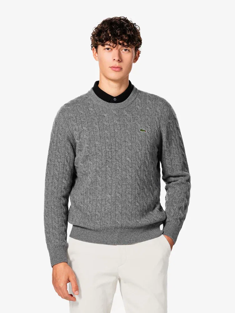 Свитер кабельной вязки поло LACOSTE