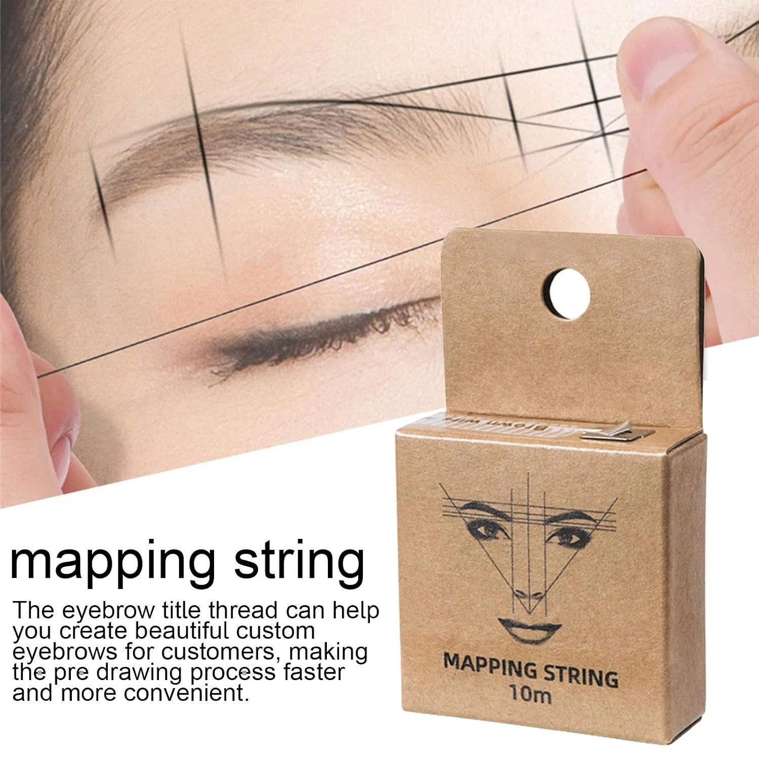 Brow Mapping String Tool, предварительно окрашенная нить для бровей, прецизионный маркер, 1 шт Generisch — фото 2
