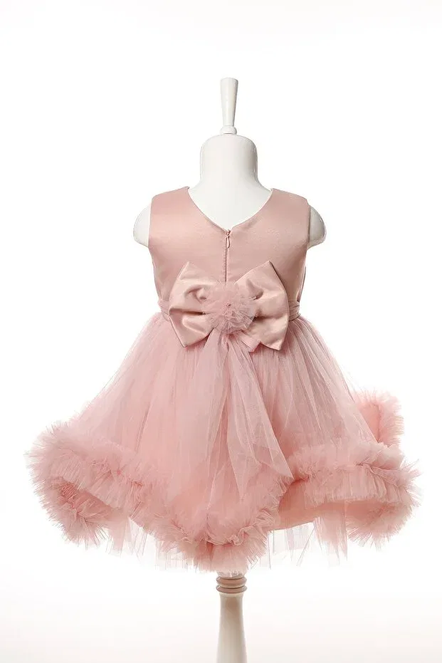 Детское платье для девочек с рюшами Miss Ayışığı, Pink — фото 4