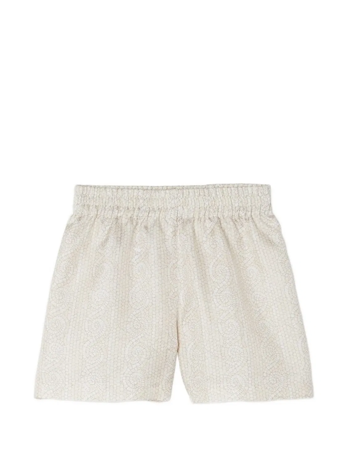 Шелковые шорты с узором Greca Mosaic Versace Kids, нейтральные цвета